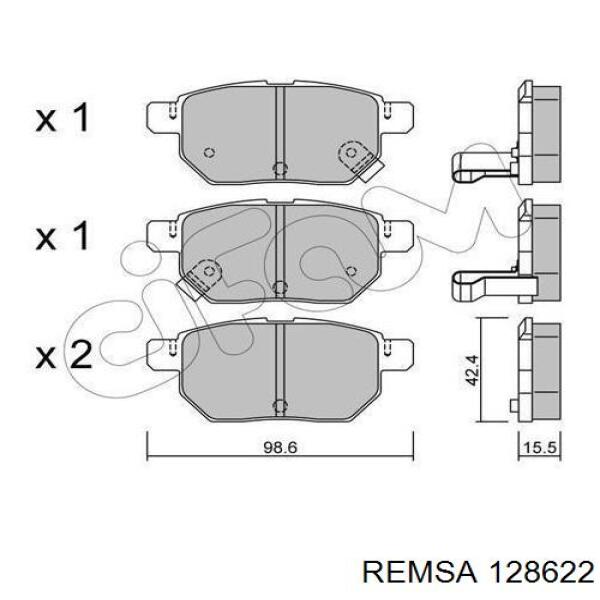 Задні гальмівні колодки Remsa 128622 ціна, від 23.93 USD