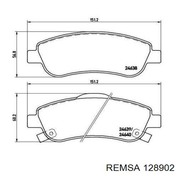 Передні тормозні колодки 128902 Remsa