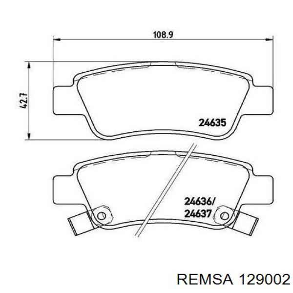 Задні гальмівні колодки 129002 Remsa