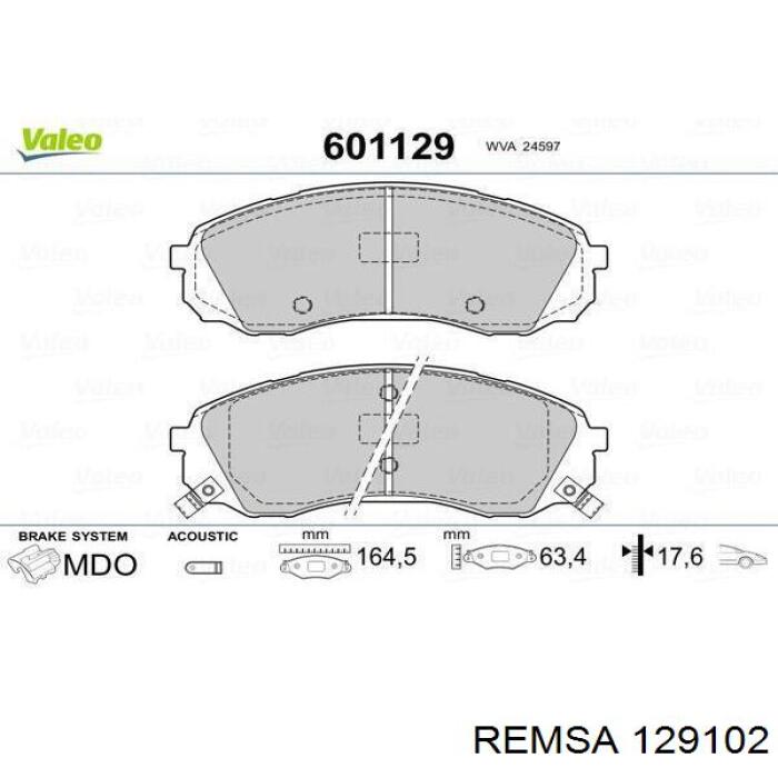 Передні тормозні колодки 129102 Remsa