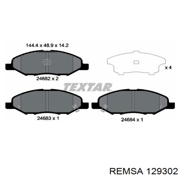Колодки гальмівні передні, дискові 129302 Remsa