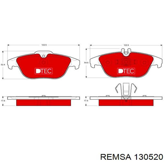 Колодки гальмові задні, дискові 130520 Remsa