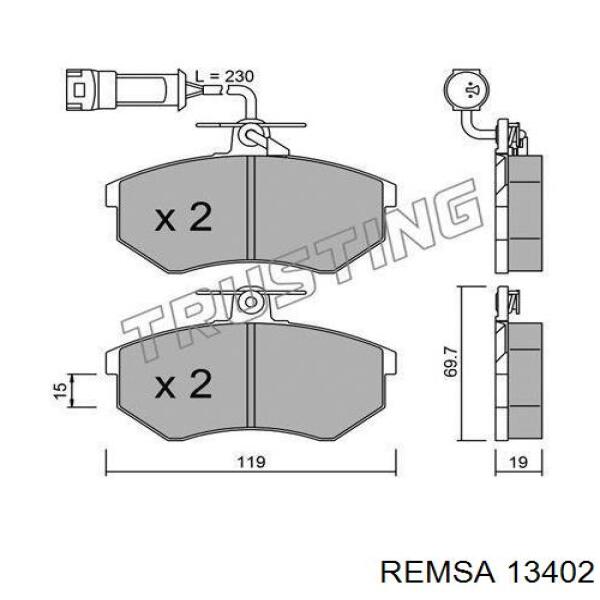 13402 Remsa колодки гальмівні передні, дискові