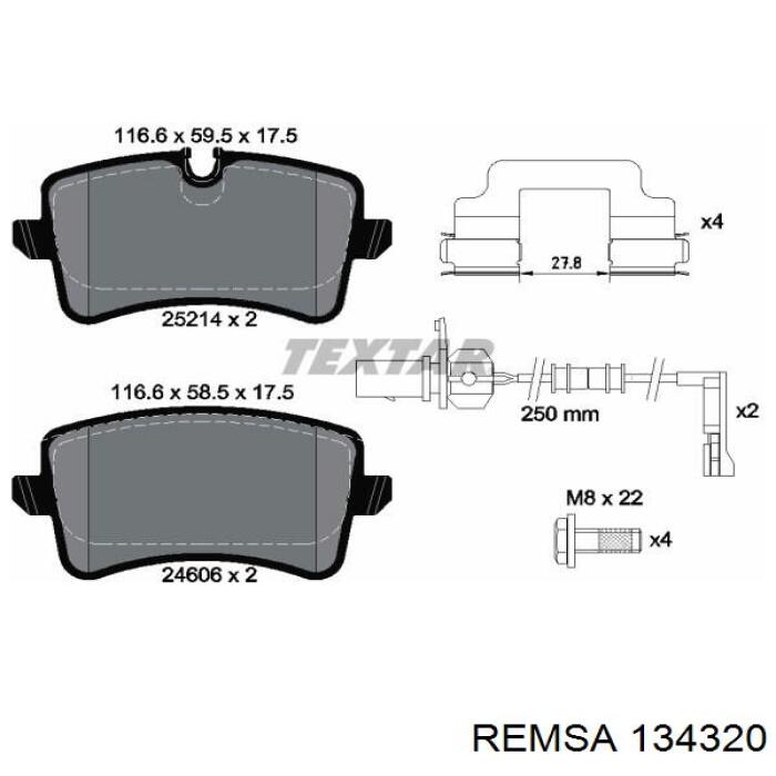 Купити 134320 Remsa Задні колодки