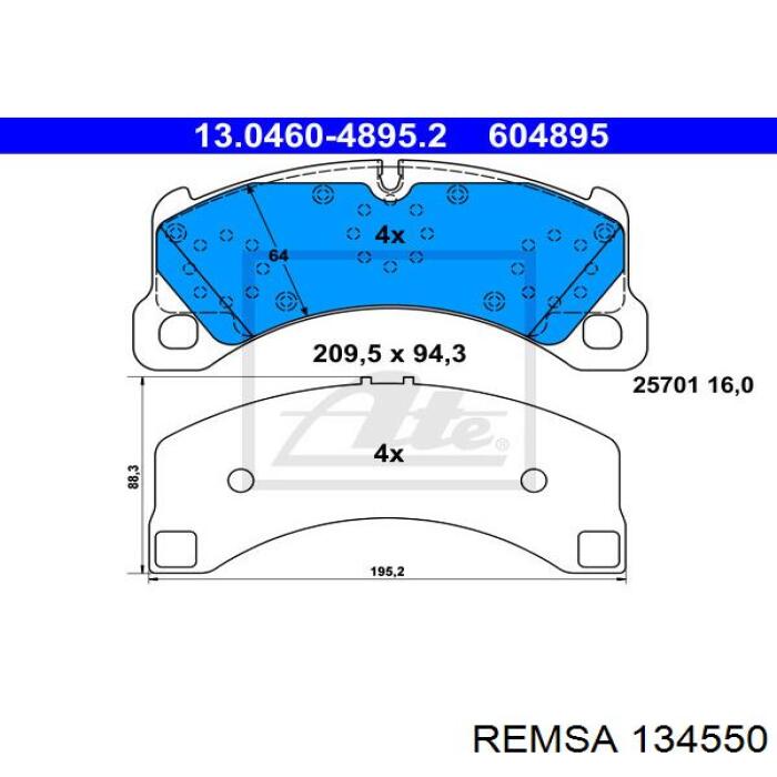 Тормозні колодки Remsa 134550