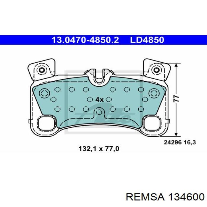 Задні гальмівні колодки Remsa 134600 ціна, від 43.94 USD