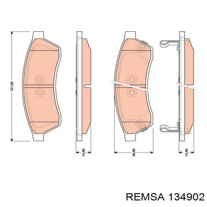 134902 Remsa колодки гальмові задні, дискові