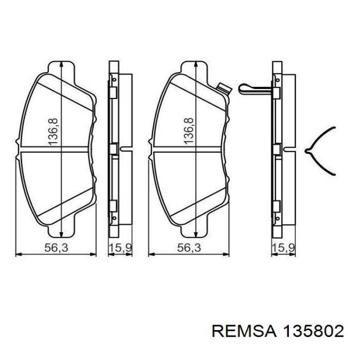 Передні тормозні колодки 135802 Remsa
