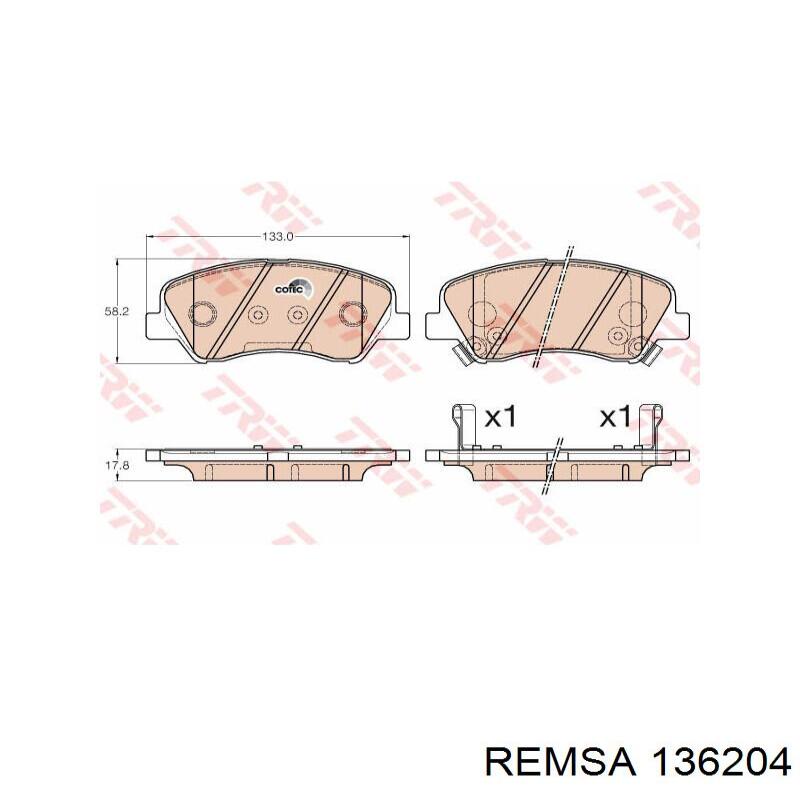136204 Remsa Колодки гальмівні задні, дискові