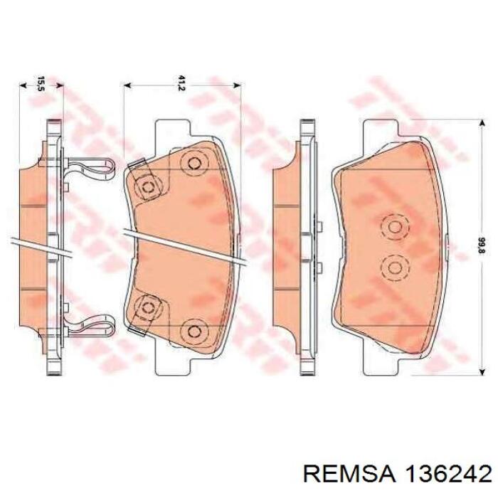 Задні гальмівні колодки 136242 Remsa
