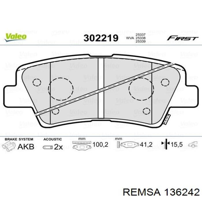 Задні гальмівні колодки Remsa 136242 ціна, від 19.25 USD