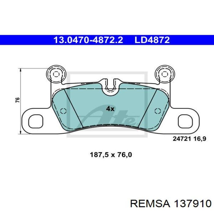 Задні гальмівні колодки Remsa 137910 ціна, від 33.78 USD