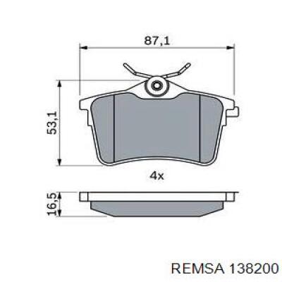 Задні гальмівні колодки Remsa 138200 ціна, від 19.93 USD