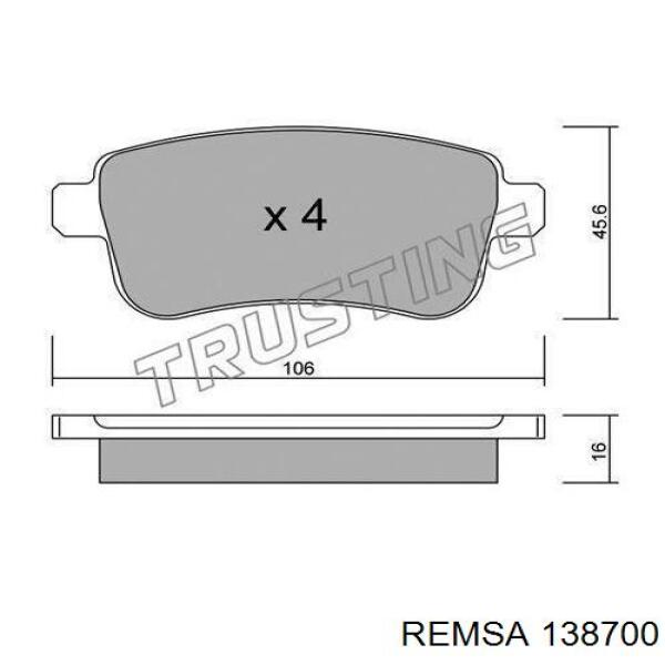 Задні гальмівні колодки Remsa 138700 ціна, від 19.89 USD