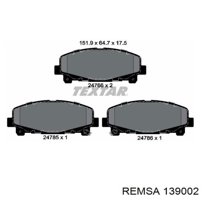 139002 Remsa колодки гальмівні передні, дискові