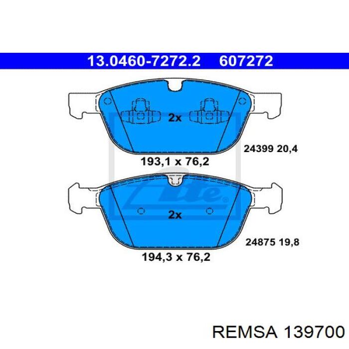 Гальмівні колодки Remsa 139700 ціна, від 42.78 USD