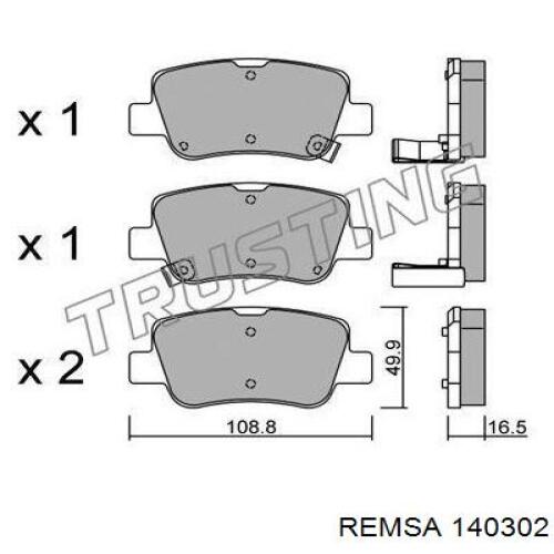 Задні гальмівні колодки Remsa 140302 ціна, від 22.66 USD