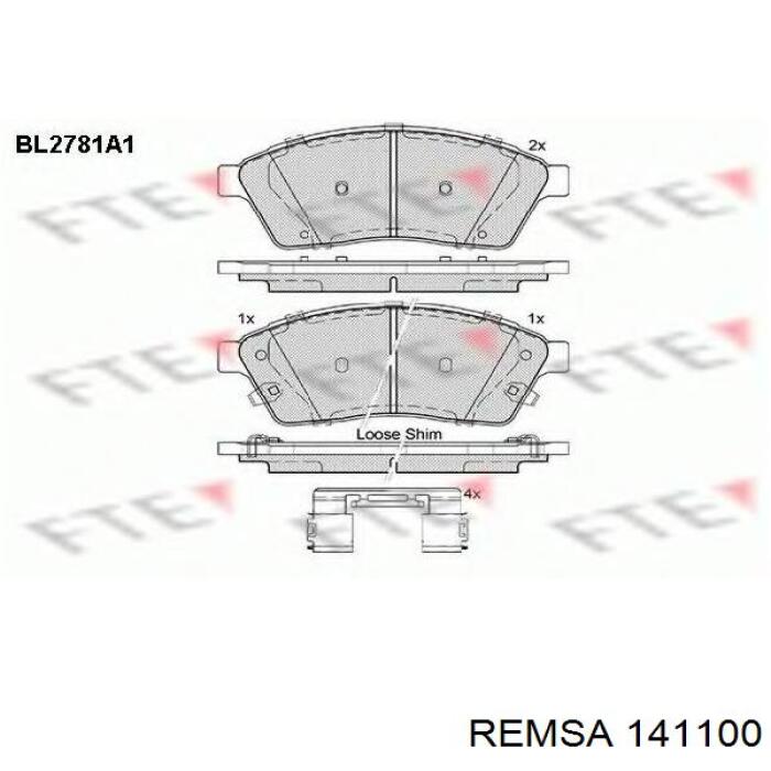 141100 Remsa колодки гальмівні передні, дискові