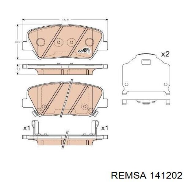 Колодки гальмівні передні, дискові 141202 Remsa