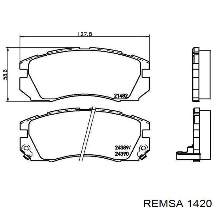 Колодки гальмівні передні, дискові 1420 Remsa
