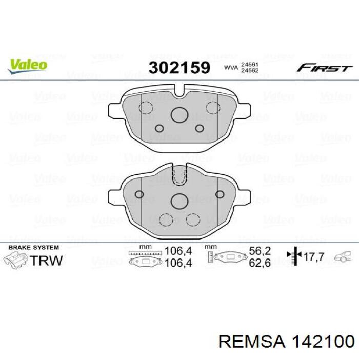 Задні гальмівні колодки Remsa 142100 ціна, від 25.88 USD
