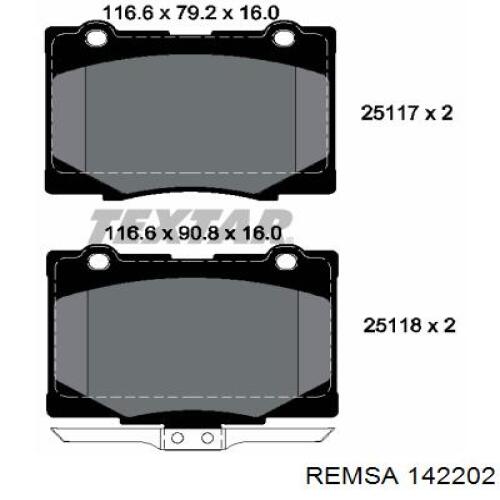 Гальмівні колодки Remsa 142202 ціна, від 42.12 USD