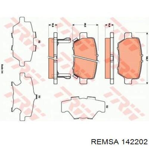 Передні тормозні колодки 142202 Remsa