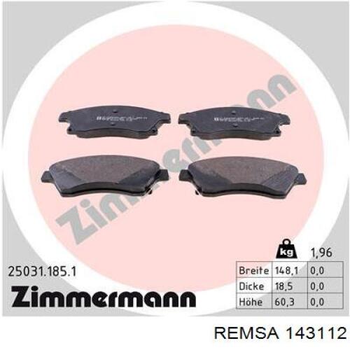 Гальмівні колодки Remsa 143112 ціна, від 24.07 USD