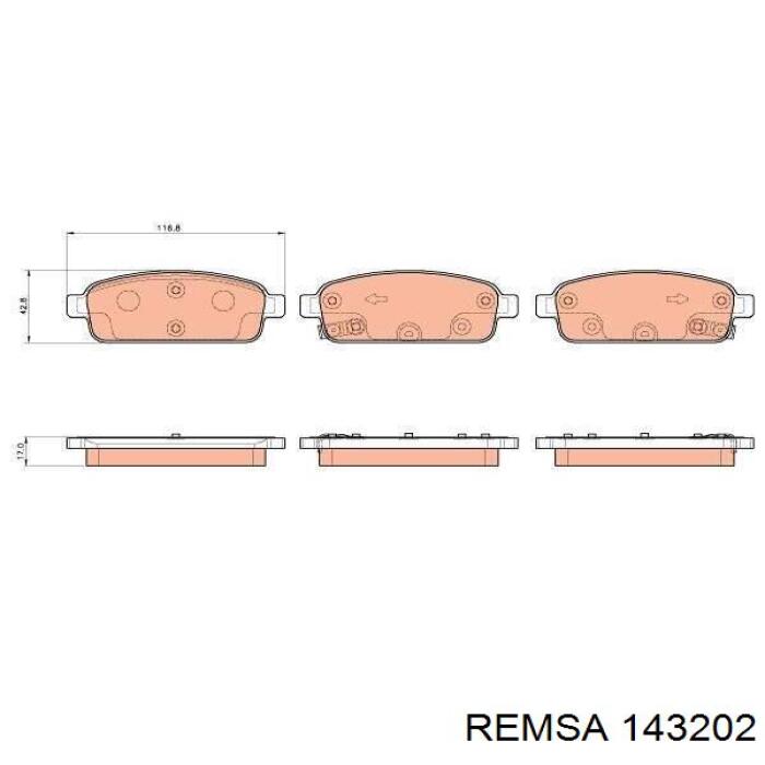 143202 Remsa Колодки гальмівні задні, дискові