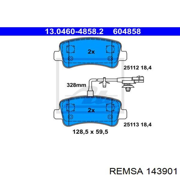Задні гальмівні колодки Remsa 143901 ціна, від 24.74 USD