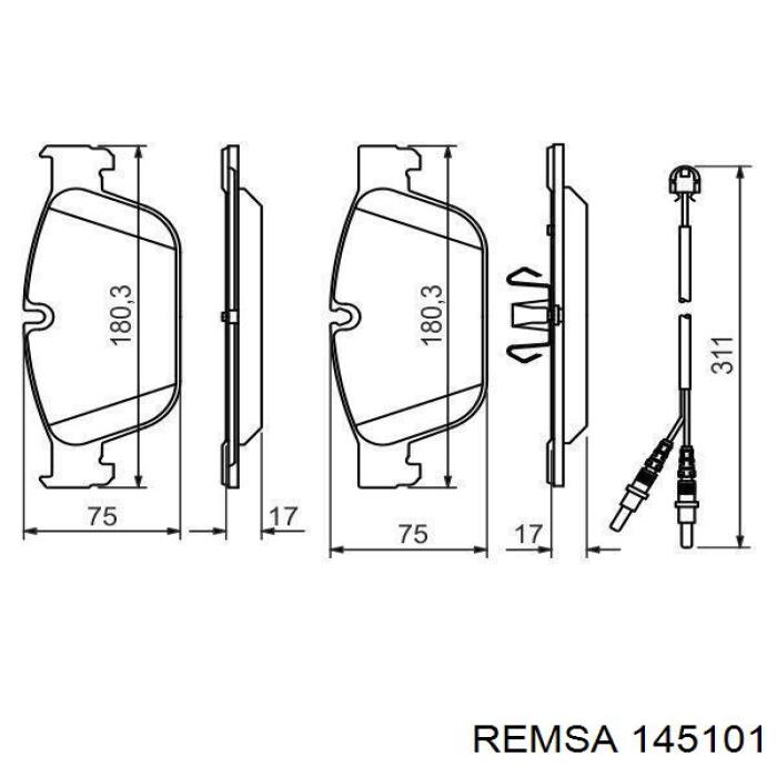 Передні тормозні колодки 145101 Remsa