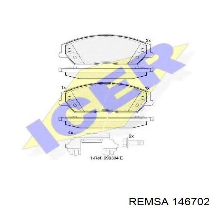 Купити 146702 Remsa Колодки гальмівні передні, дискові