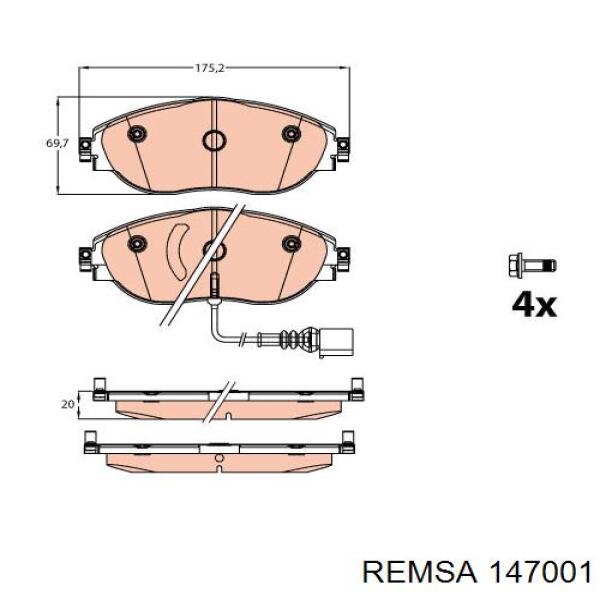 Передні тормозні колодки 147001 Remsa