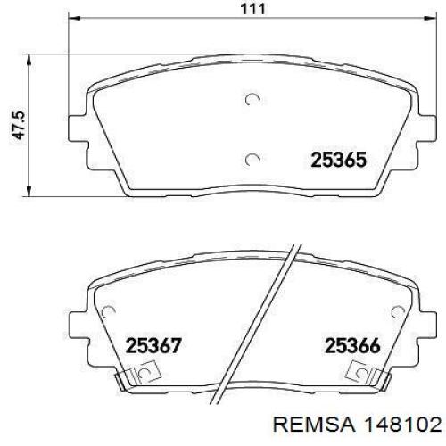 Купити 148102 Remsa Колодки гальмівні передні, дискові