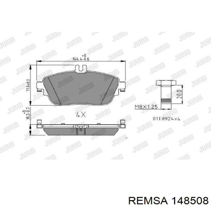 Гальмівні колодки Remsa 148508 ціна, від 39.46 USD