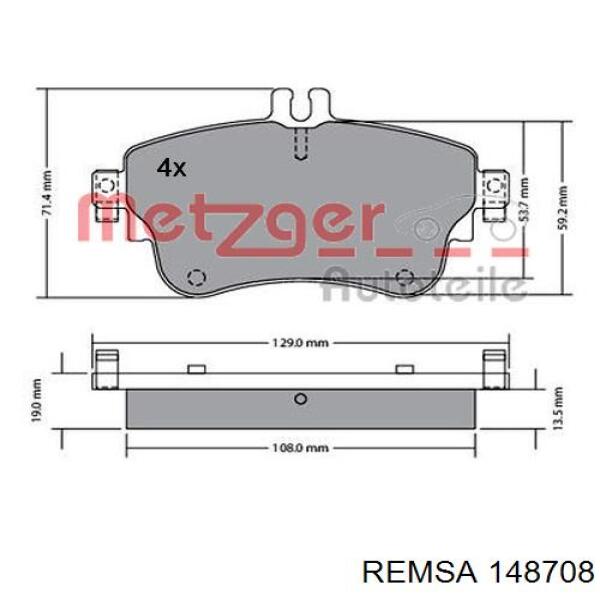 Купити 148708 Remsa Колодки гальмівні передні, дискові