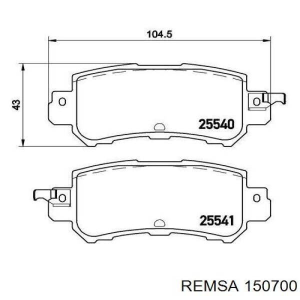 150700 Remsa Колодки гальмівні задні, дискові