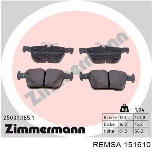 Задні гальмівні колодки Remsa 151610 ціна, від 22.30 USD