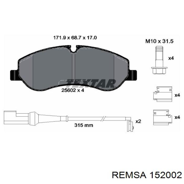 Гальмівні колодки Remsa 152002 ціна, від 30.95 USD