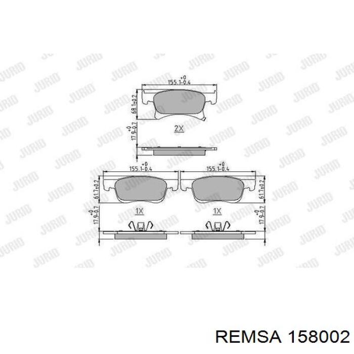 Гальмівні колодки Remsa 158002 ціна, від 29.87 USD