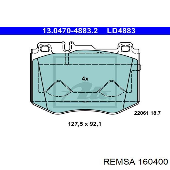Тормозні колодки Remsa 160400