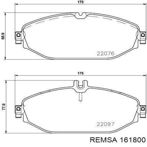 161800 Remsa колодки гальмівні передні, дискові