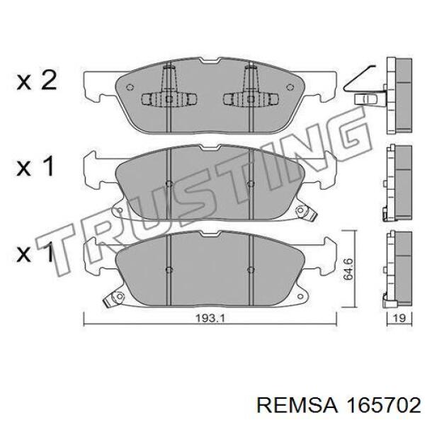 Колодки гальмівні передні, дискові 165702 Remsa