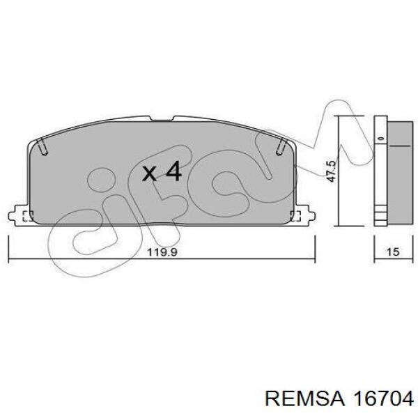 Передні тормозні колодки 16704 Remsa