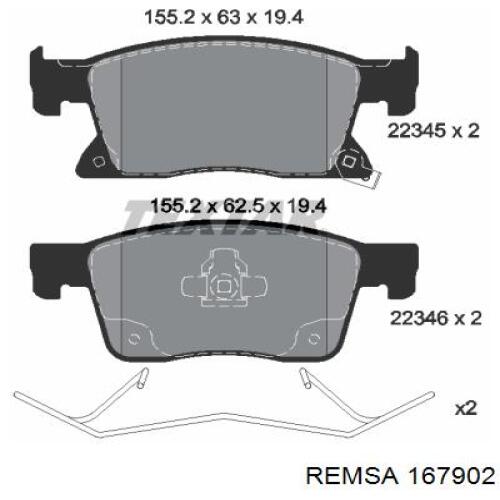 Передні тормозні колодки 167902 Remsa