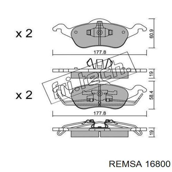 Колодки гальмівні передні, дискові 16800 Remsa