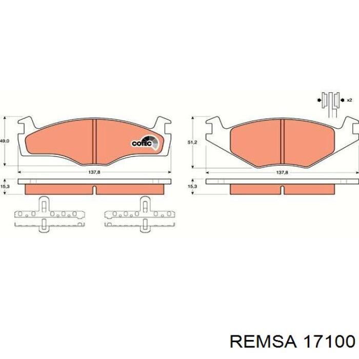 17100 Remsa колодки гальмівні передні, дискові
