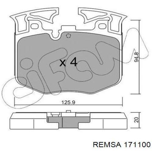 Колодки гальмівні передні, дискові 171100 Remsa