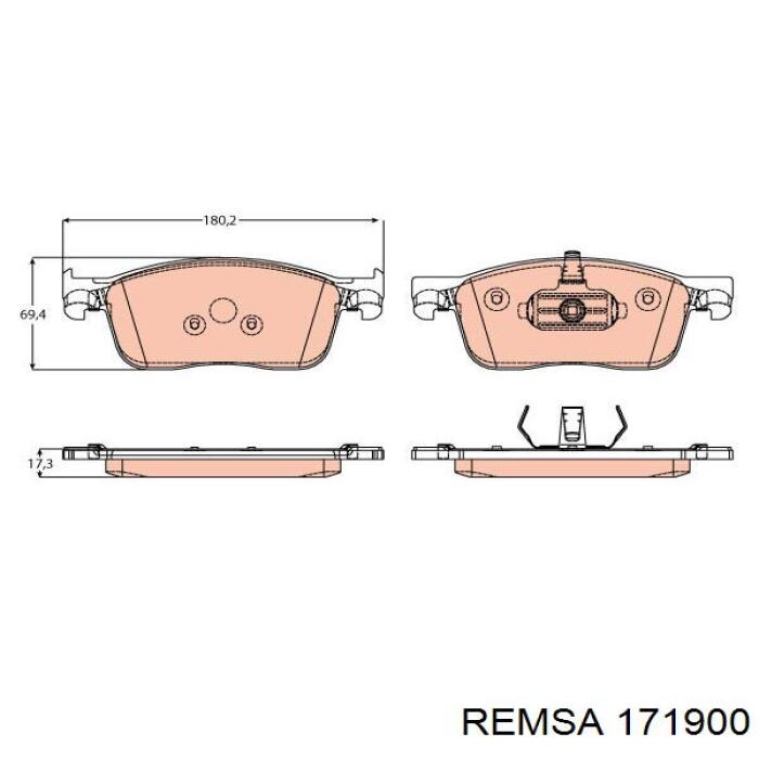Колодки гальмівні передні, дискові 171900 Remsa