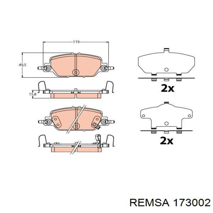 173002 Remsa колодки гальмові задні, дискові
